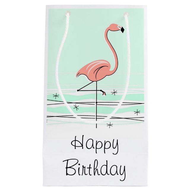 Flamant rose Aqua Joyeux sac cadeau d'anniversaire (Devant)