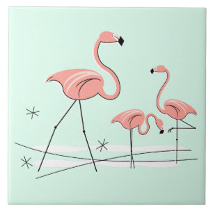 Flamant rose Aqua Ocean Trio 2 carreaux