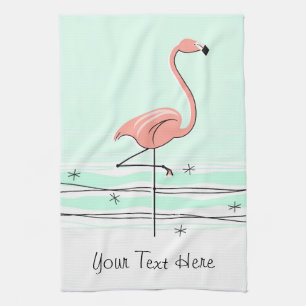 Flamant rose Aqua Texte serviette de cuisine