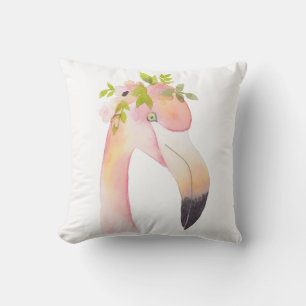 Flamant rose aquarelle peinture - coussin extérieu