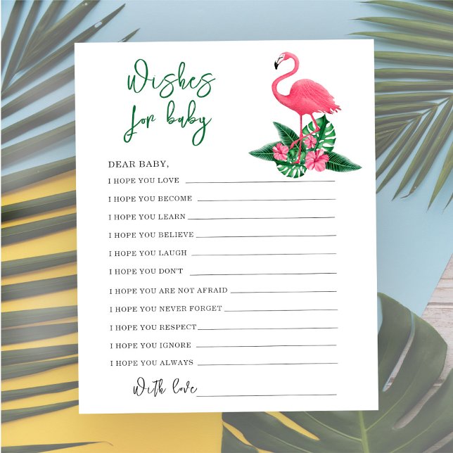 Flamant rose aquarelle - souhaits pour bébé (Créateur téléchargé)