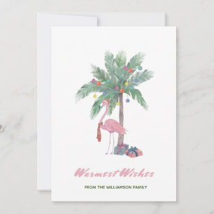 Flamant rose avec chapeau de Père Noël Vœux les pl