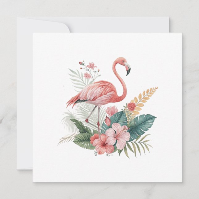 Flamant rose Avec Fleurs (Devant)