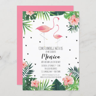 Flamant rose Baby shower à thème Invitation