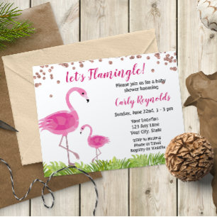 Flamant rose Baby shower Invitation