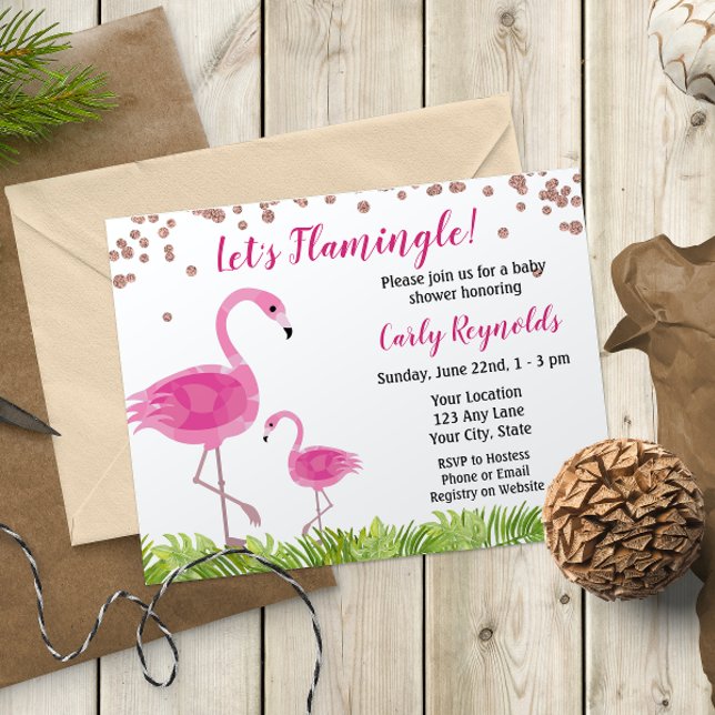 Flamant rose Baby shower Invitation (Créateur téléchargé)