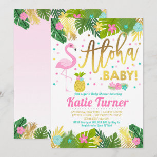 Flamant rose Baby shower Invitation Douche tropica