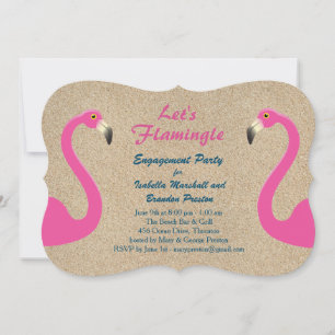 Flamant rose Beach Engagement Party Invitation