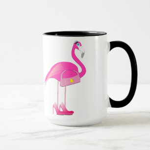 Flamant rose Black 15 oz Ringer Mug