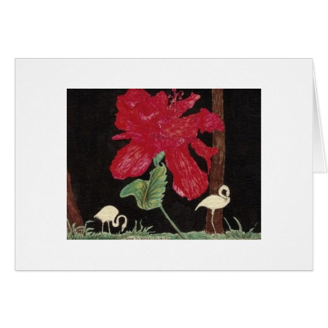 flamant rose blanc et hibiscus (Devant horizontal)