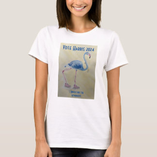 Flamant rose bleu avec t-shirt Pearls Vote Harris