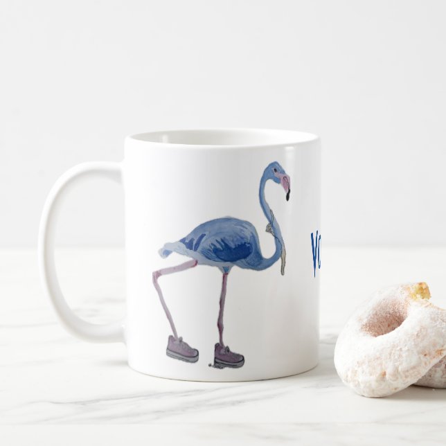 Flamant rose bleu avec tasse Pearls. Vote Harris 2 (Avec donut)