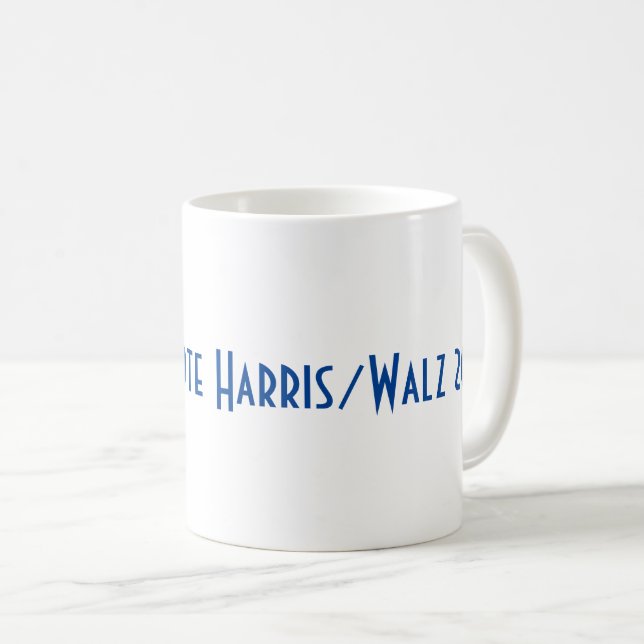 Flamant rose bleu avec tasse perles. Vote Harris/W (Devant droit)