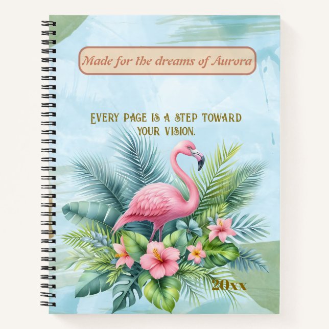 Flamant rose Carnet spiral avec devis personnalisé (Devant)