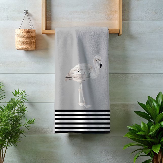 Flamant rose Chic Blanc Noir Boho Tropical (Créateur téléchargé)