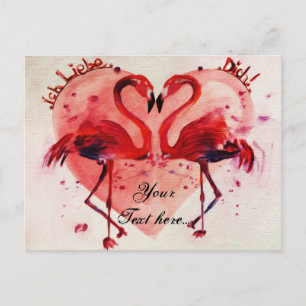 Flamant rose/Coeur - Carte postale/Vorlage