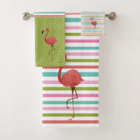 Flamant rose coloré Tropical Stripes Polka Dot
