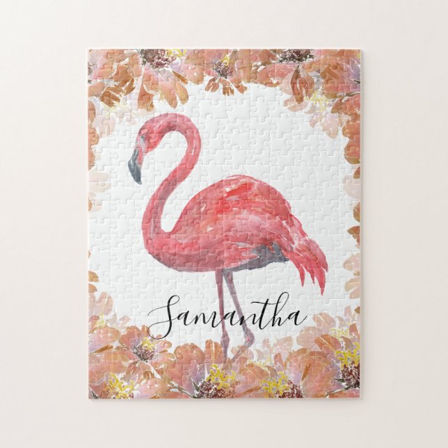 Flamant rose couleur rose. Jigsaw Puzzle (Vertical)