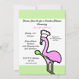 Flamant rose Cuisine nuptiale douche Invitation