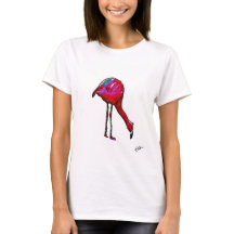 Flamant rose D'Alimentation En T-Shirt Abstrait