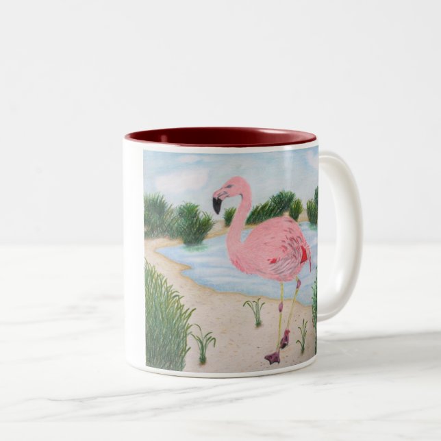 Flamant rose dans la Mug des Marais (Devant droit)