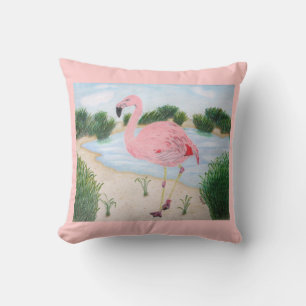 Flamant rose dans le Marsh Coussin