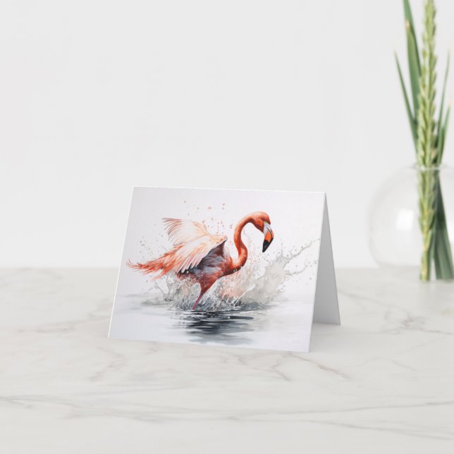 Flamant rose Dans L'Eau Carte Note (Devant)