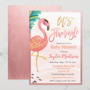 Flamant rose d'aquarelle Baby shower Invitation