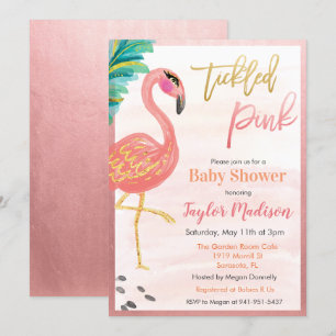 Flamant rose d'aquarelle Baby shower Invitation