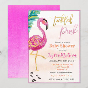 Flamant rose d'aquarelle Baby shower Invitation