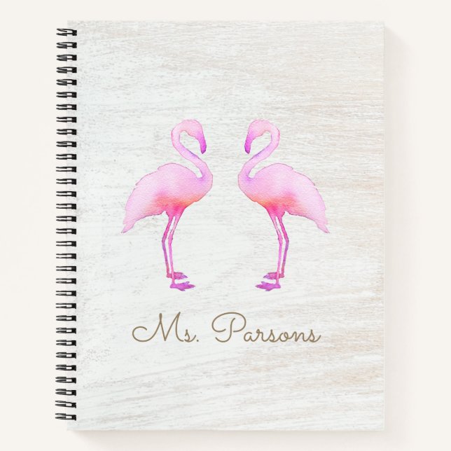 Flamant rose d'aquarelle rose Carnet spiral (Devant)