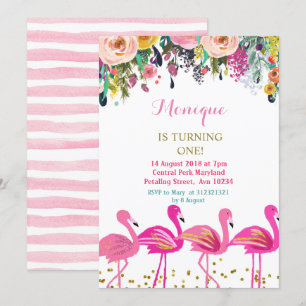 Flamant rose de Luau Invitation à l'anniversaire