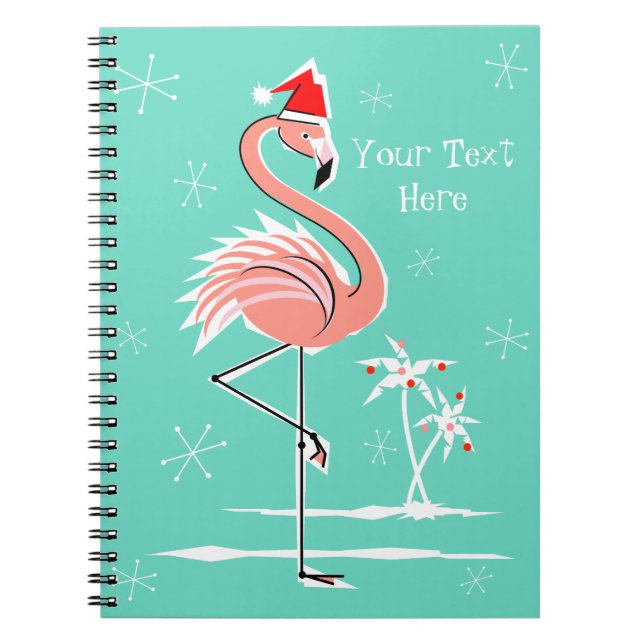 Flamant rose de Noël carnet de texte (Devant)