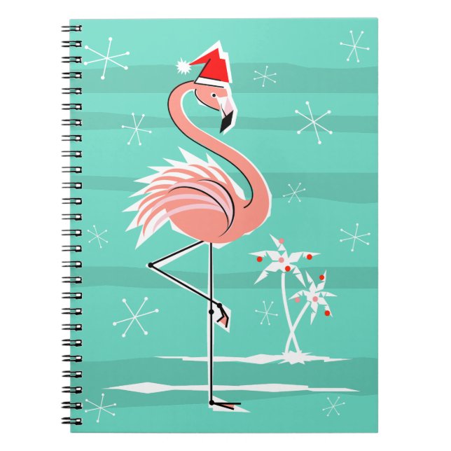 Flamant rose de Noël carnet en bande (Devant)