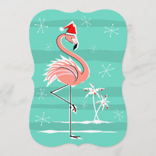 Flamant rose de Noël Invitation verticale