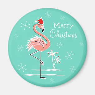 Flamant rose de Noël Joyeux aimant de Noël autour