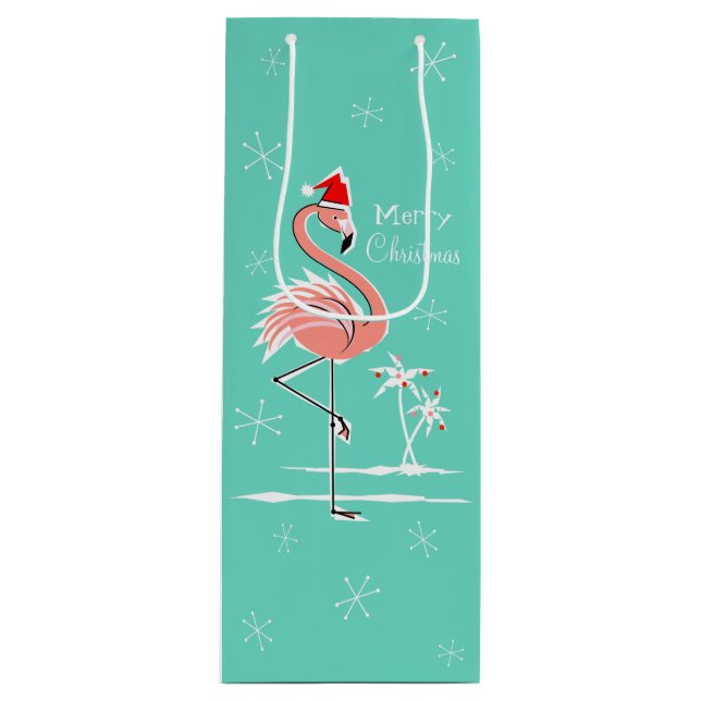 Flamant rose de Noël Joyeux sac cadeau de Noël (Devant)