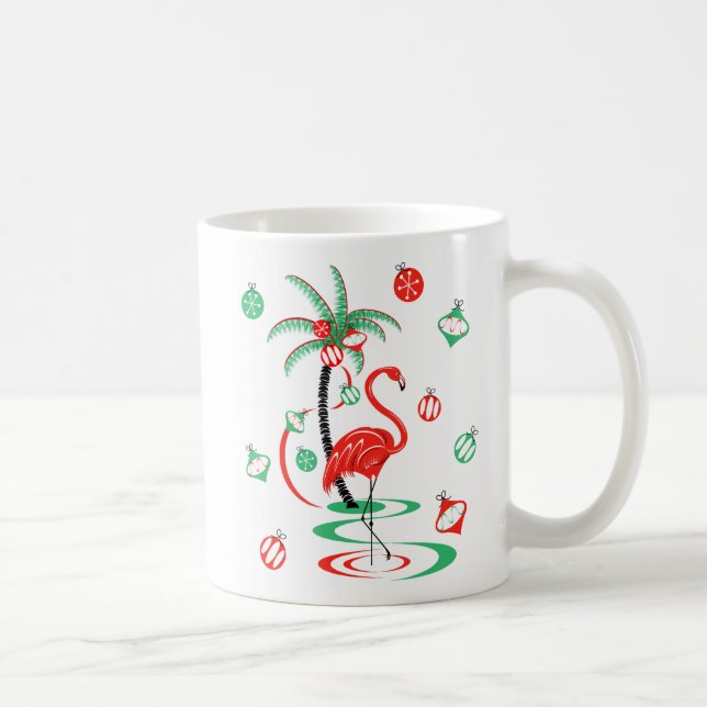 Flamant rose de Noël rouge Baubles portrait mug (Droite)