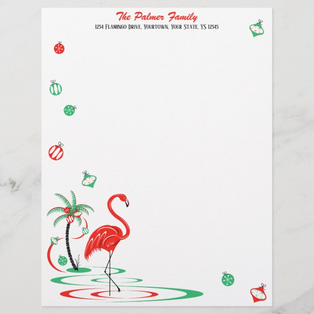 Flamant rose de Noël rouge Baubles Texte (Devant)