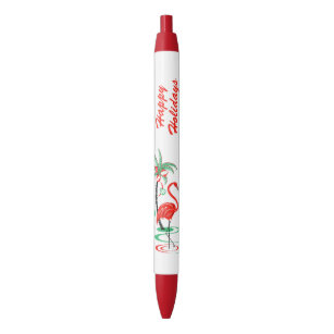 Flamant rose de Noël rouge Joyeux stylo de vacance