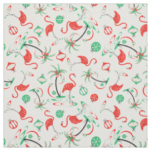 Flamant rose de Noël rouge Multi tissu petit motif