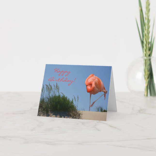 Flamant rose de plage Bonne carte d'anniversaire (Devant)