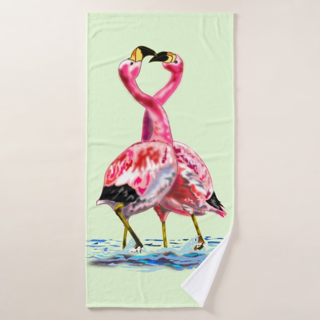 Flamant rose de tango 1 (Serviette de bain)