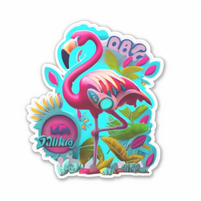 Flamant rose Décoré avec Stickers Vibrant (Devant)