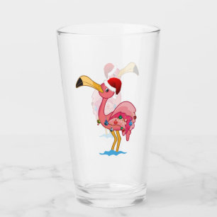 Flamant rose décoré de Noël Verre à boire