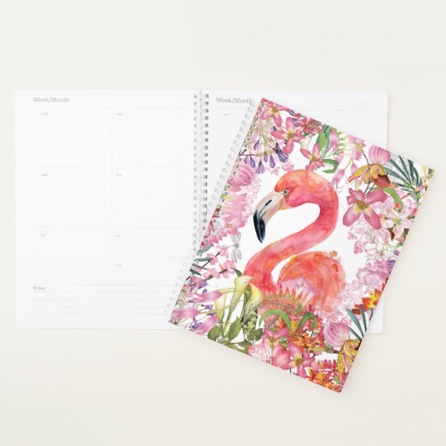 Flamant rose en Jungle Fleur - Motif d'été (Devant avec enveloppe)
