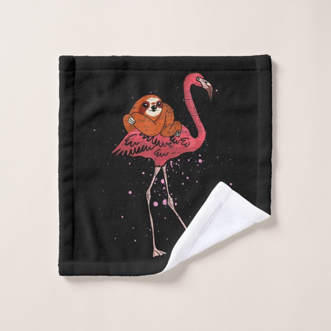 Flamant rose équitation Sloth Amoureux des animaux (Gant de toilette)