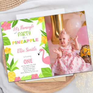 Flamant rose et ananas Invitations Anniversaire av