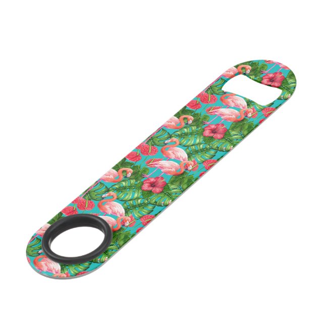 Flamant rose et aquarelle du jardin tropical (Devant angulaire)