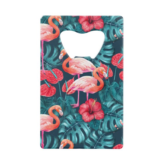 Flamant rose et aquarelle du jardin tropical (Devant)